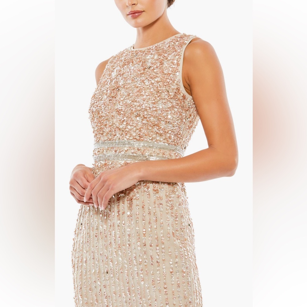 Mac Duggal Sequin Embellished Dress - Cream and Gold